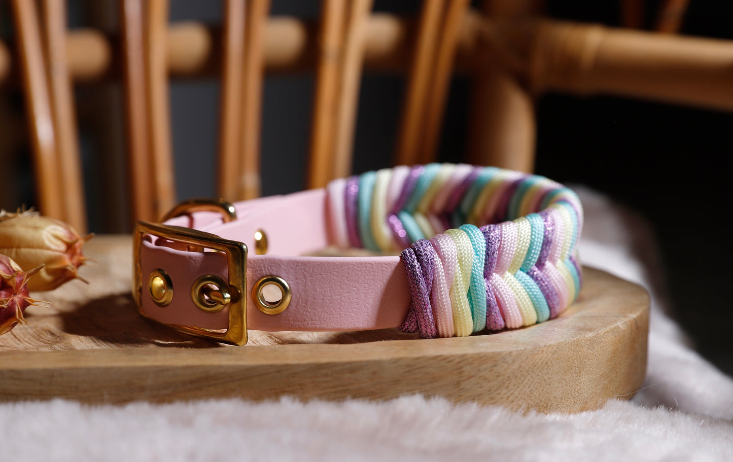 Collier biothane-paracorde Pastel