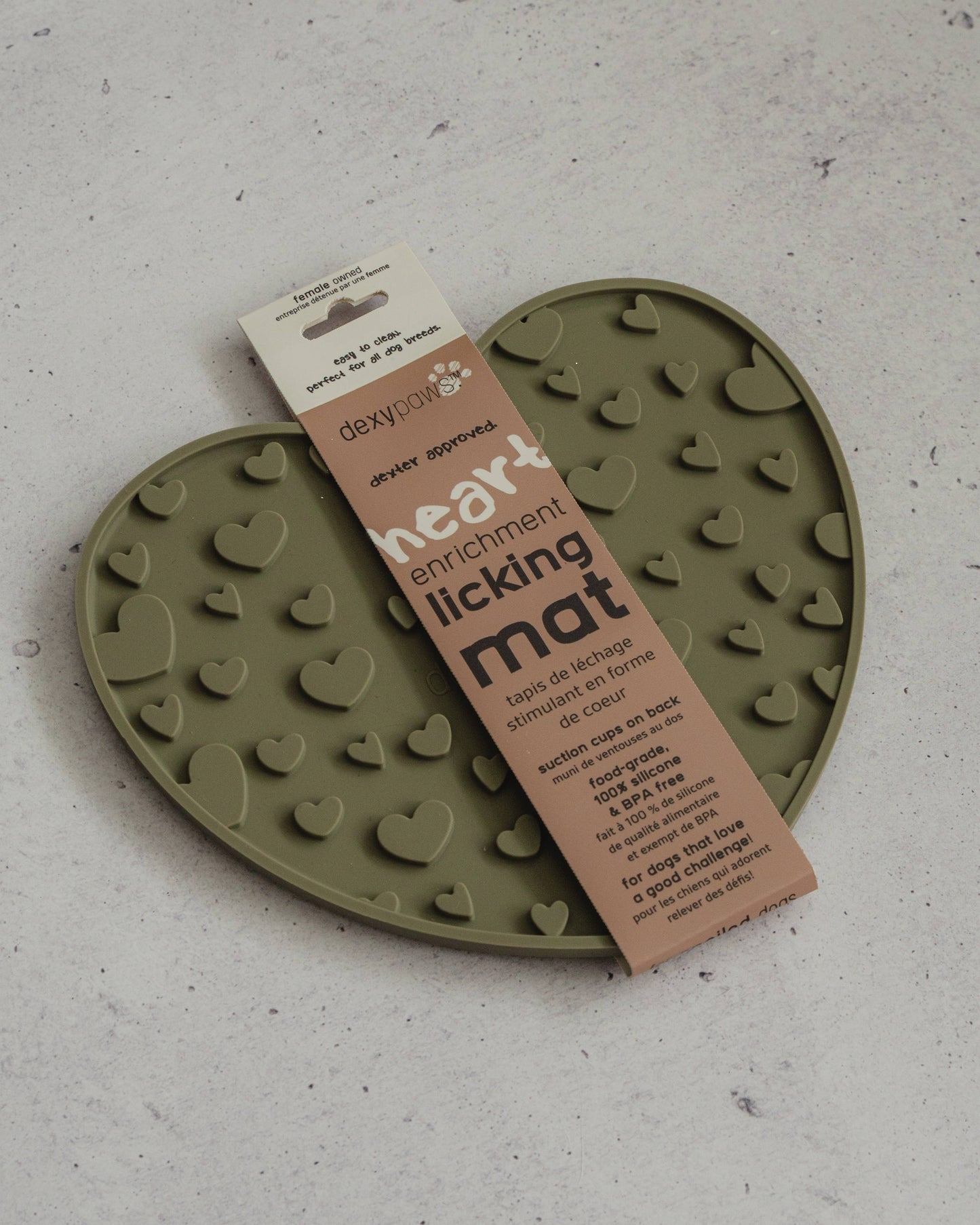 Tapis de léchage en forme de cœur pour enrichissement