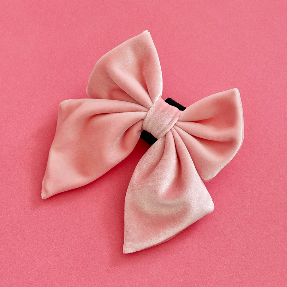 Nœud papillon marin en velours de luxe - Rose bébé