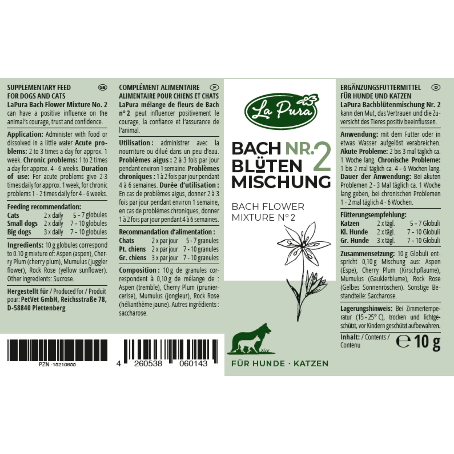 Mélange de fleurs de Bach LaPura n° 2 (environ 1 200 globules)