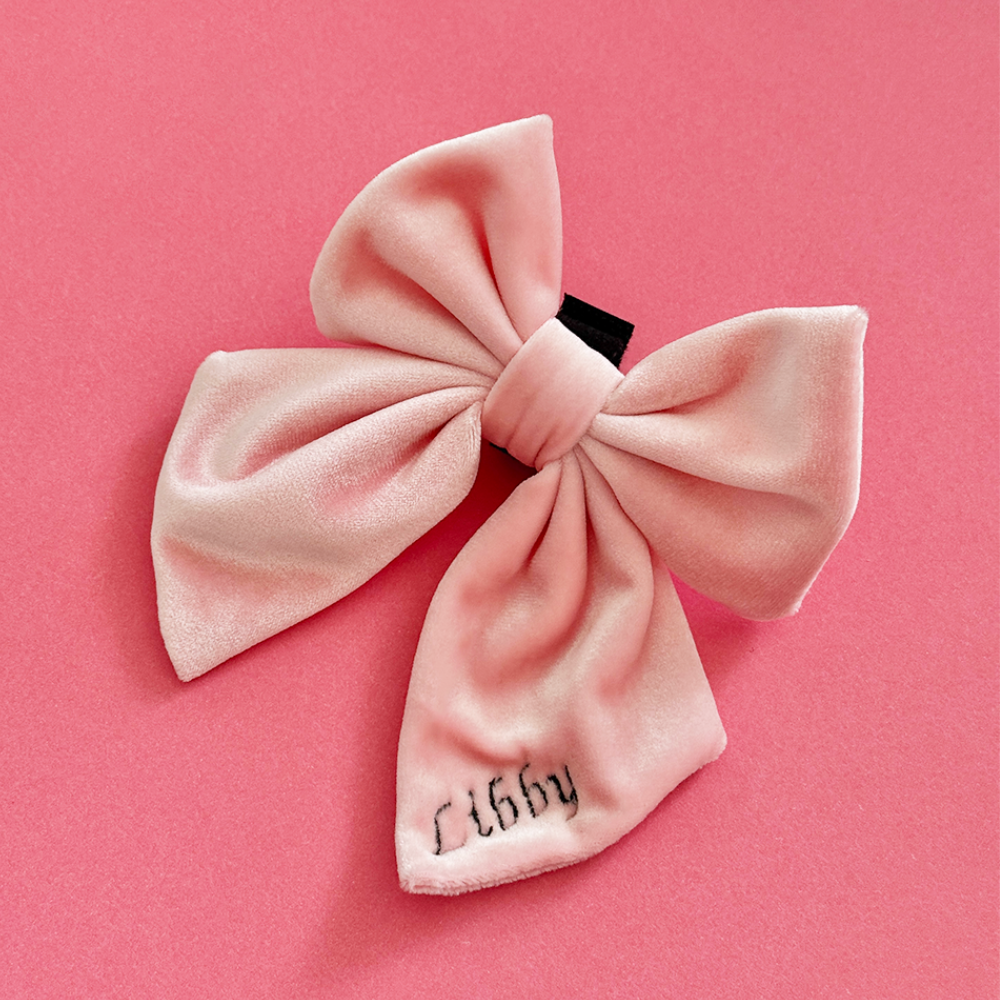 Nœud papillon marin en velours de luxe - Rose bébé