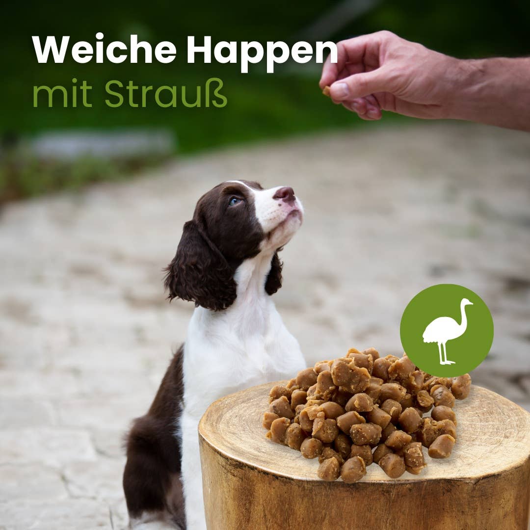 Friandises molles à l'autruche et volaille pour chiens