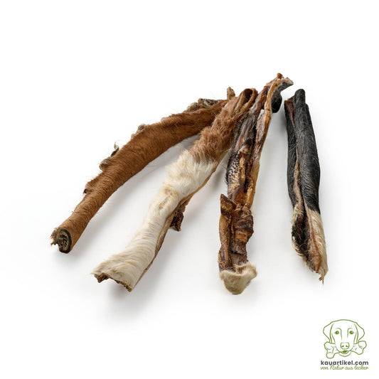 Bandelette longue de cuir de bœuf avec fourrure