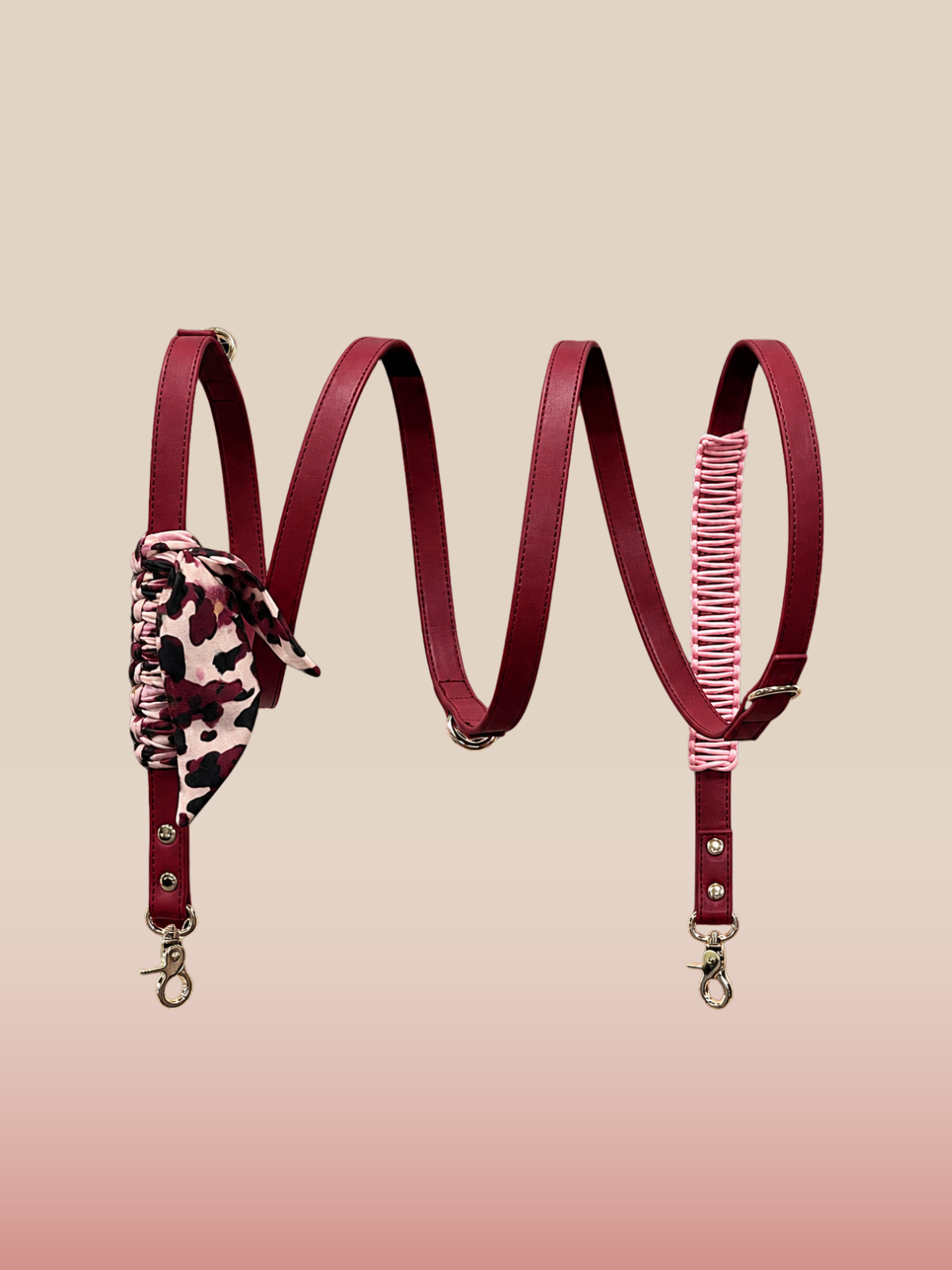 Laisse-bandana Cherry multiposition en simili cuir