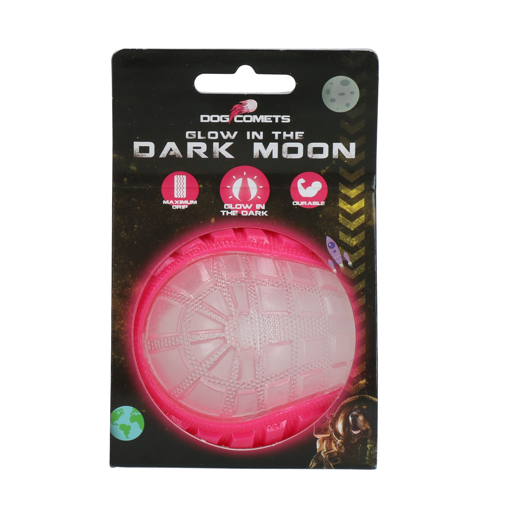 Dog Comets Lune Lumineuse dans le Noir Rose