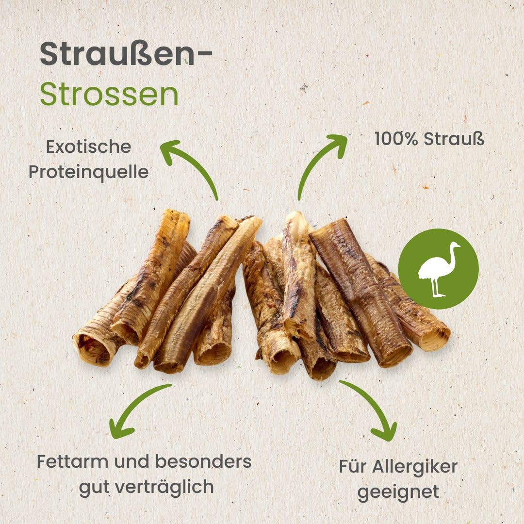 Trachees d'autruche naturelles pour chiens sans conservateurs