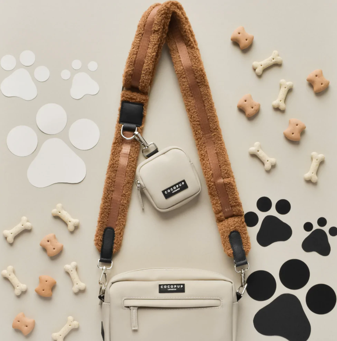 Ensemble Sac de promenade + sangle + pochette frifri pour chien - Teddy Paddington