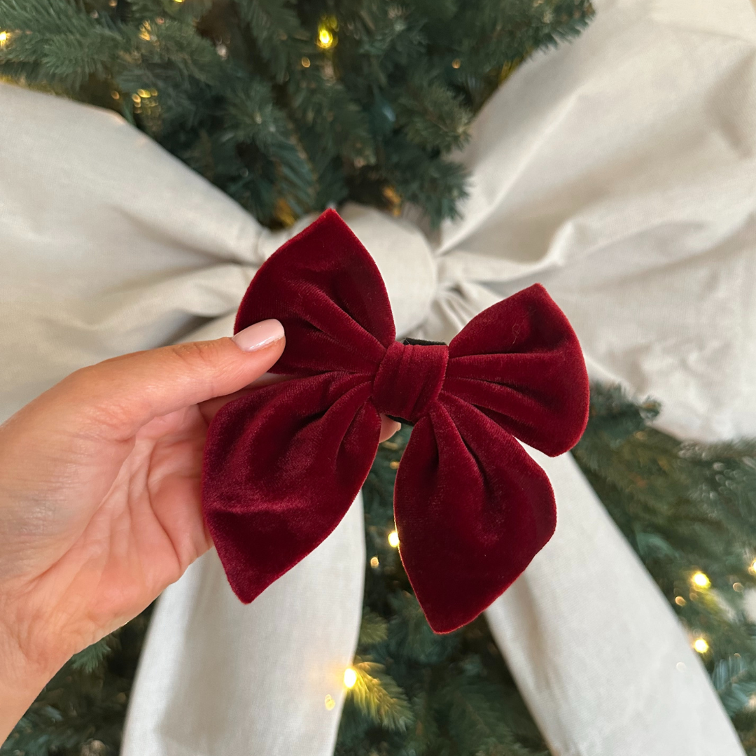 Nœud papillon en velours de luxe - Rouge baie