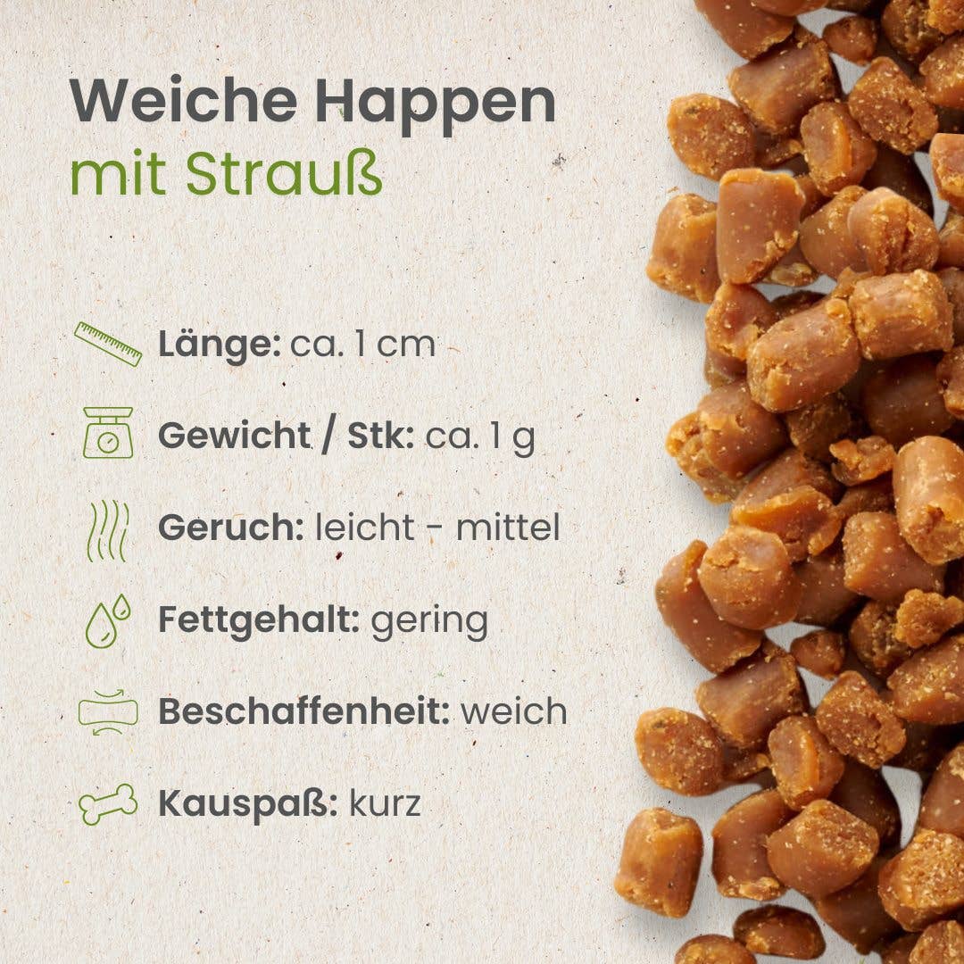 Friandises molles à l'autruche et volaille pour chiens