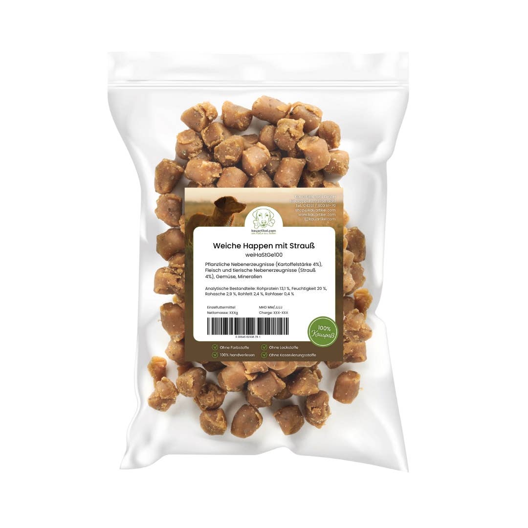 Friandises molles à l'autruche et volaille pour chiens