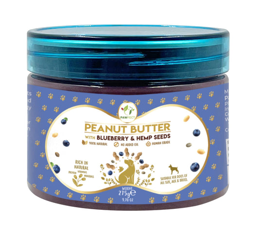 Beurre de cacahuète Pawfect aux myrtilles et graines de chanvre 275 g