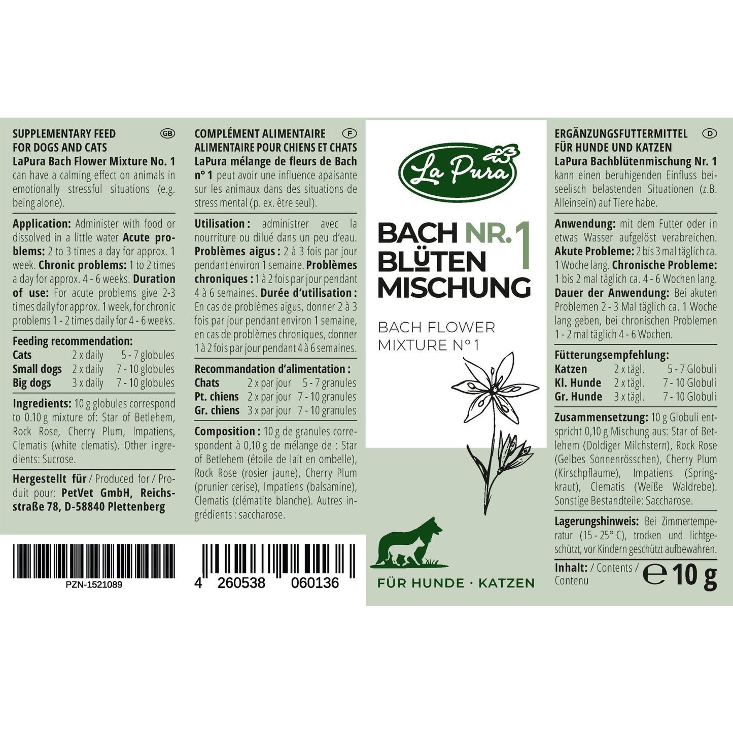 LaPura fleurs de Bach n° 1 (environ 1 200 globules)