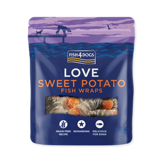 Fish4Dogs Love wraps de patate douce et poisson 100 g